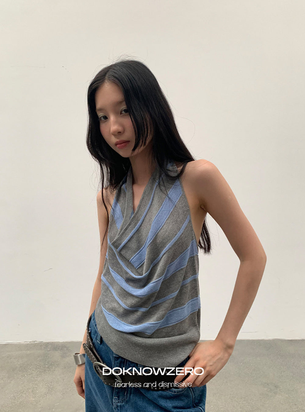Stripe Halterneck Swing Vest
