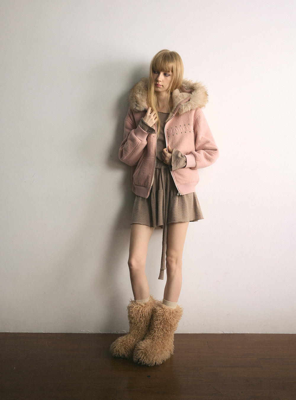 Soft Mist Wool Hooded Jacket