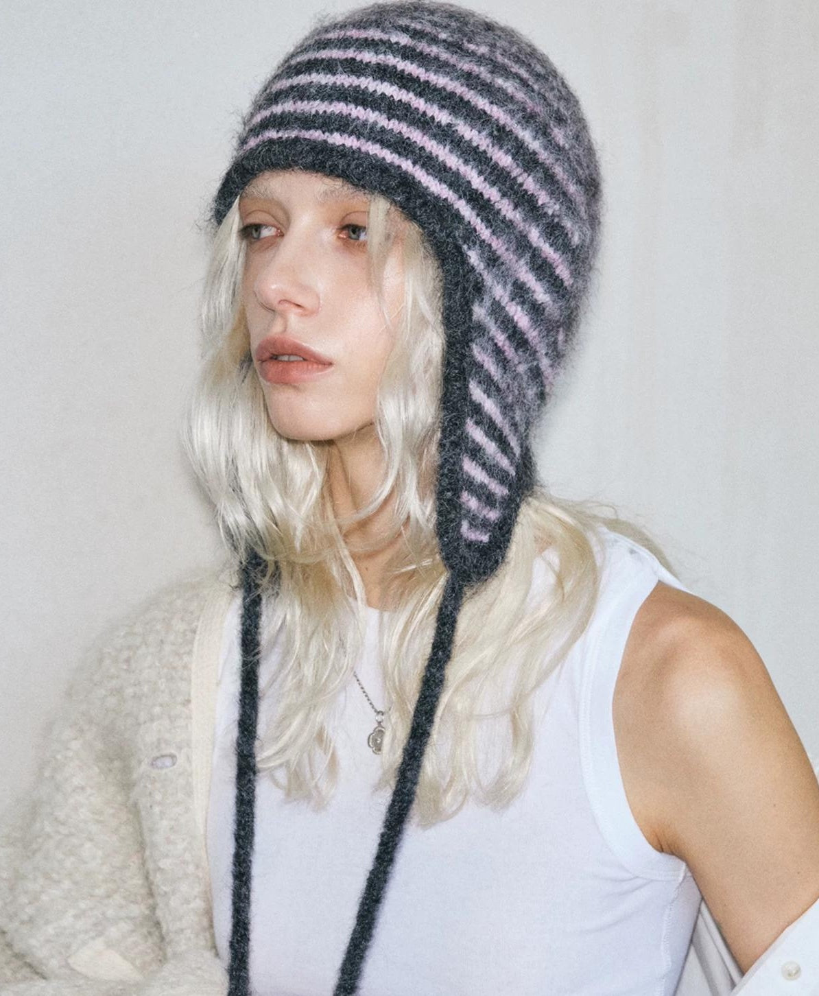 TRIA SELECT | KNITTED STRIPE EAR PROTECTION CAP【ID:TN00089】
