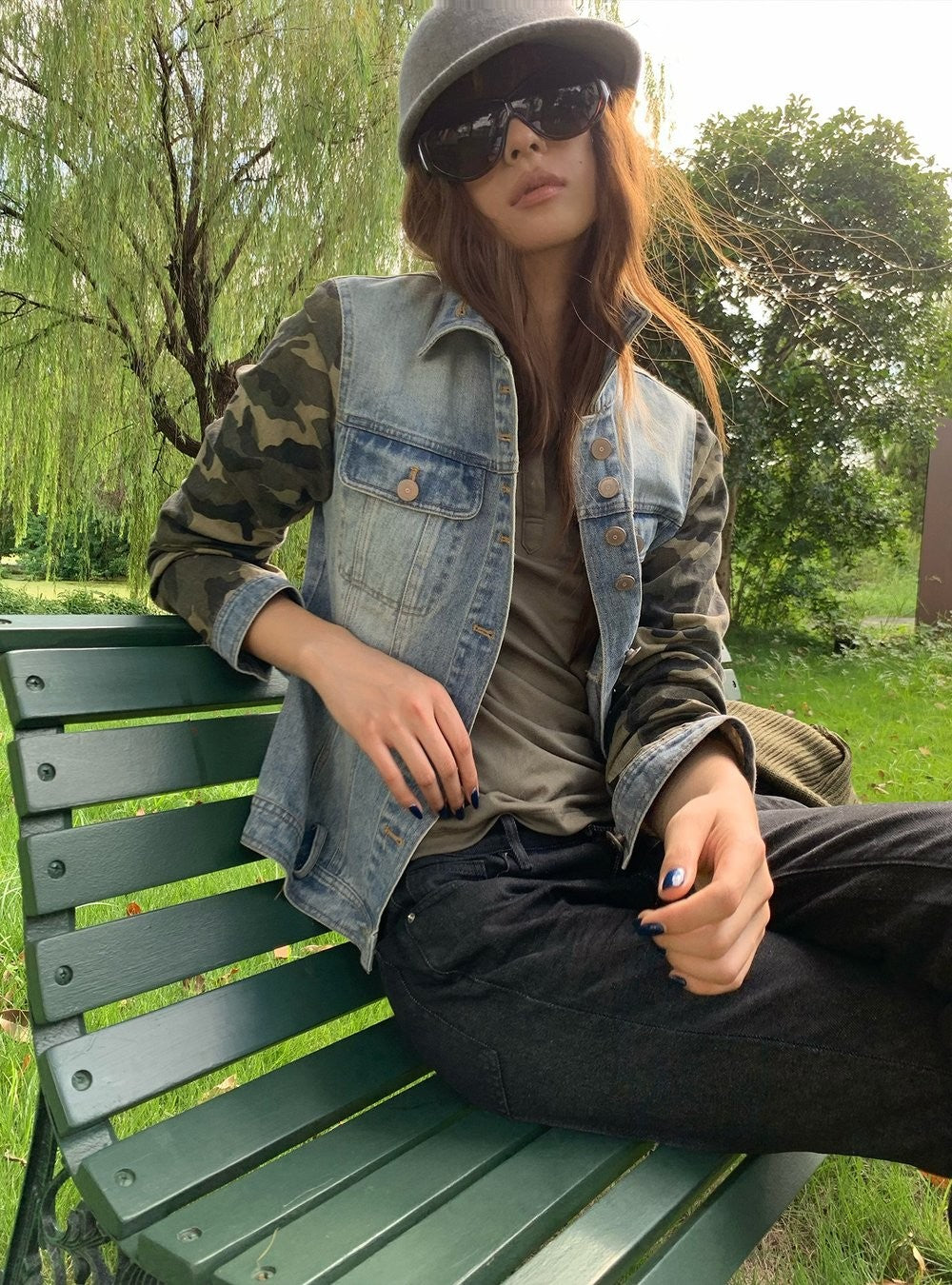 Denim Camo Sleeve Jacket
