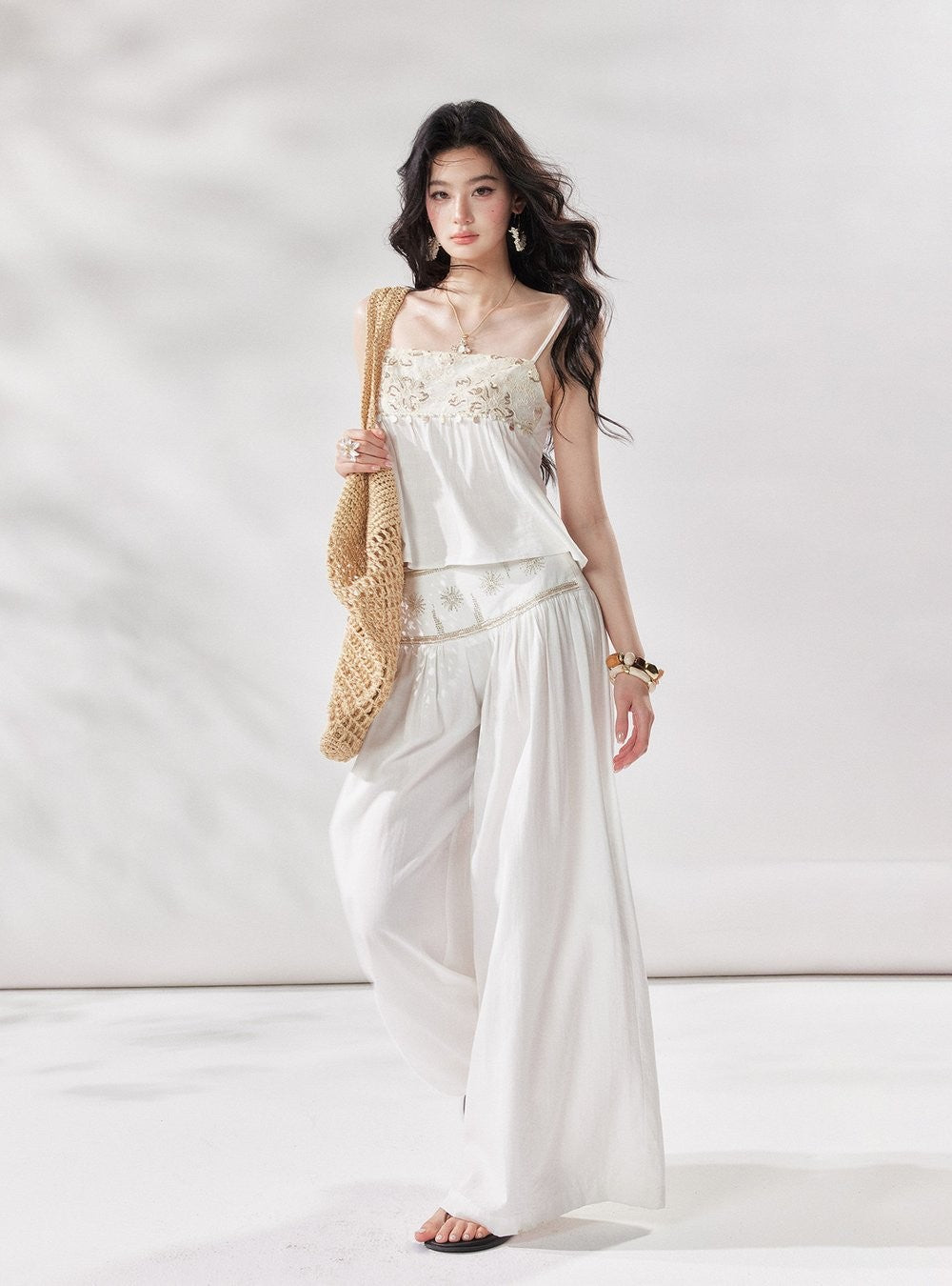 Sicilia Beaded Linen Top