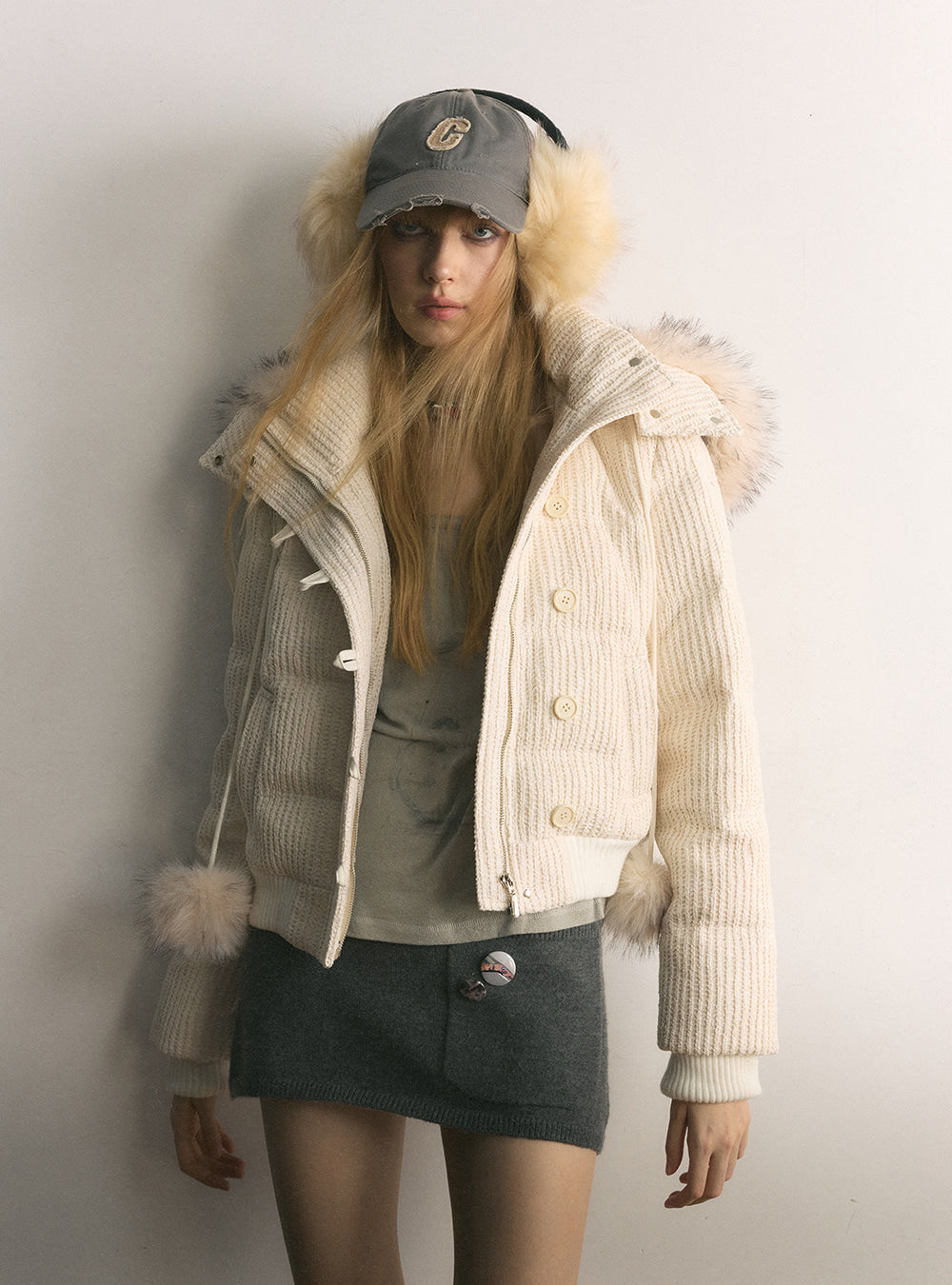 Winter Knit Hooded Down Jacket