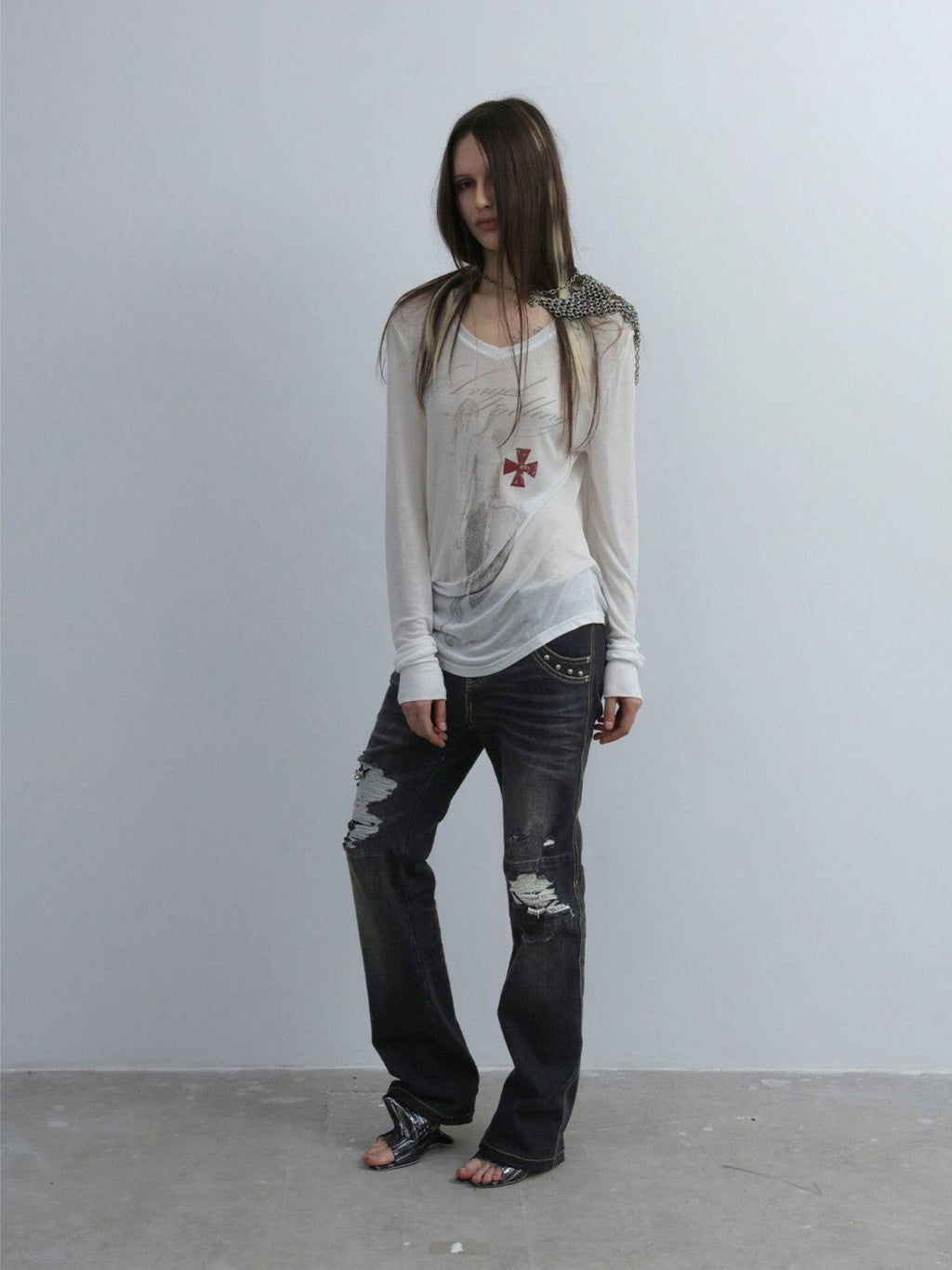 Angel Irregular Punk Print Women'S Lyocell Long Sleeve T-Shirts