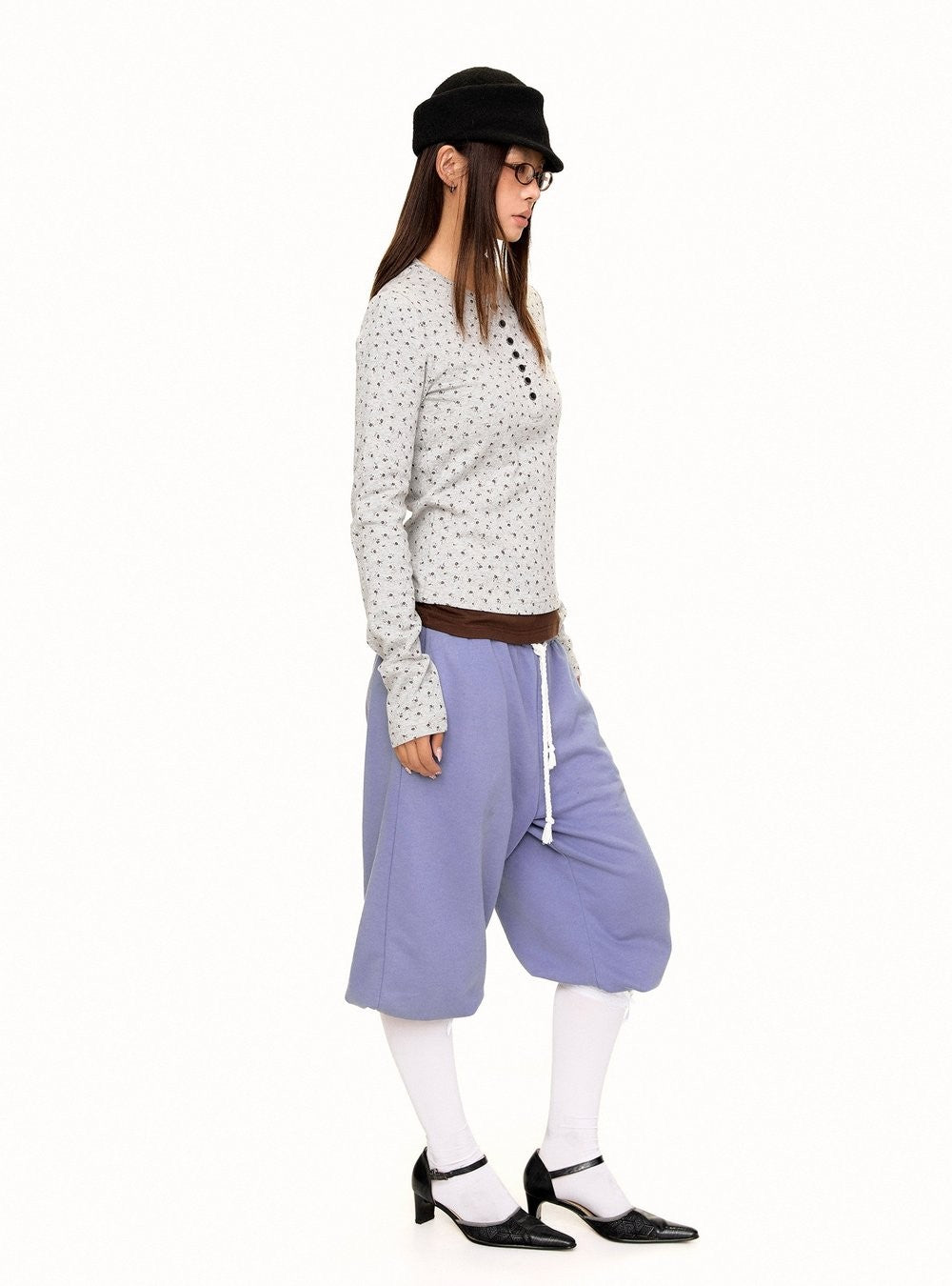 Henley Floral Layered Top (2color)