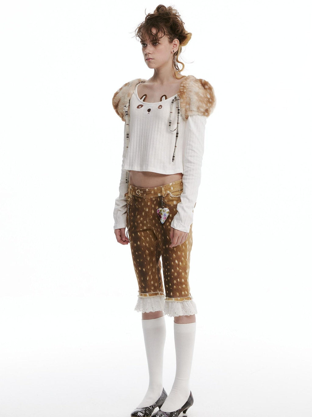 Original Design Cropped Boatneck Open Front Cardigan Women Black Deer Accessories