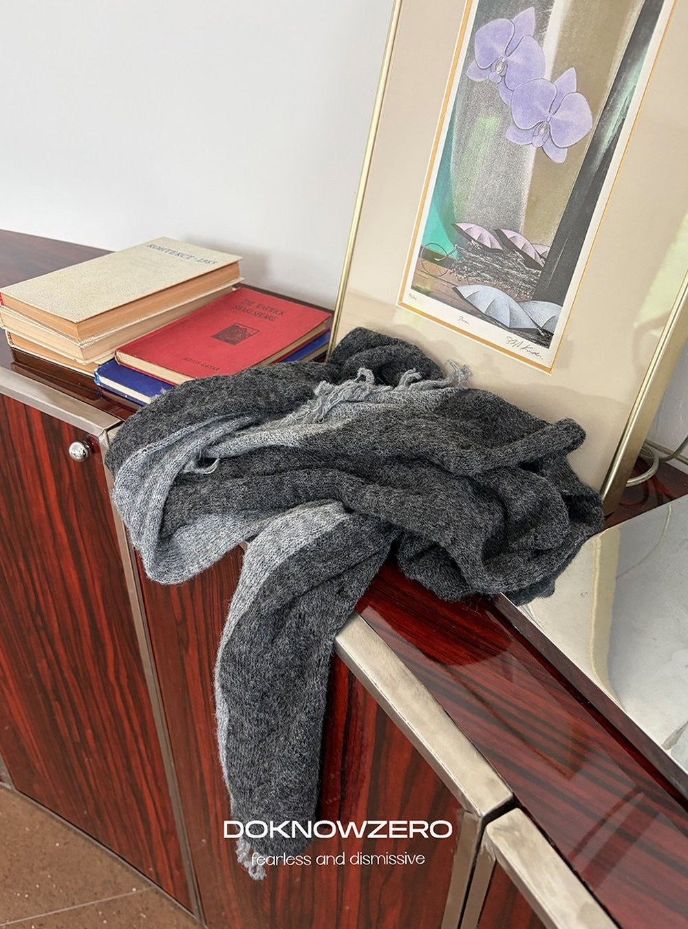 Wool Plush Contrast Scarf (2color)