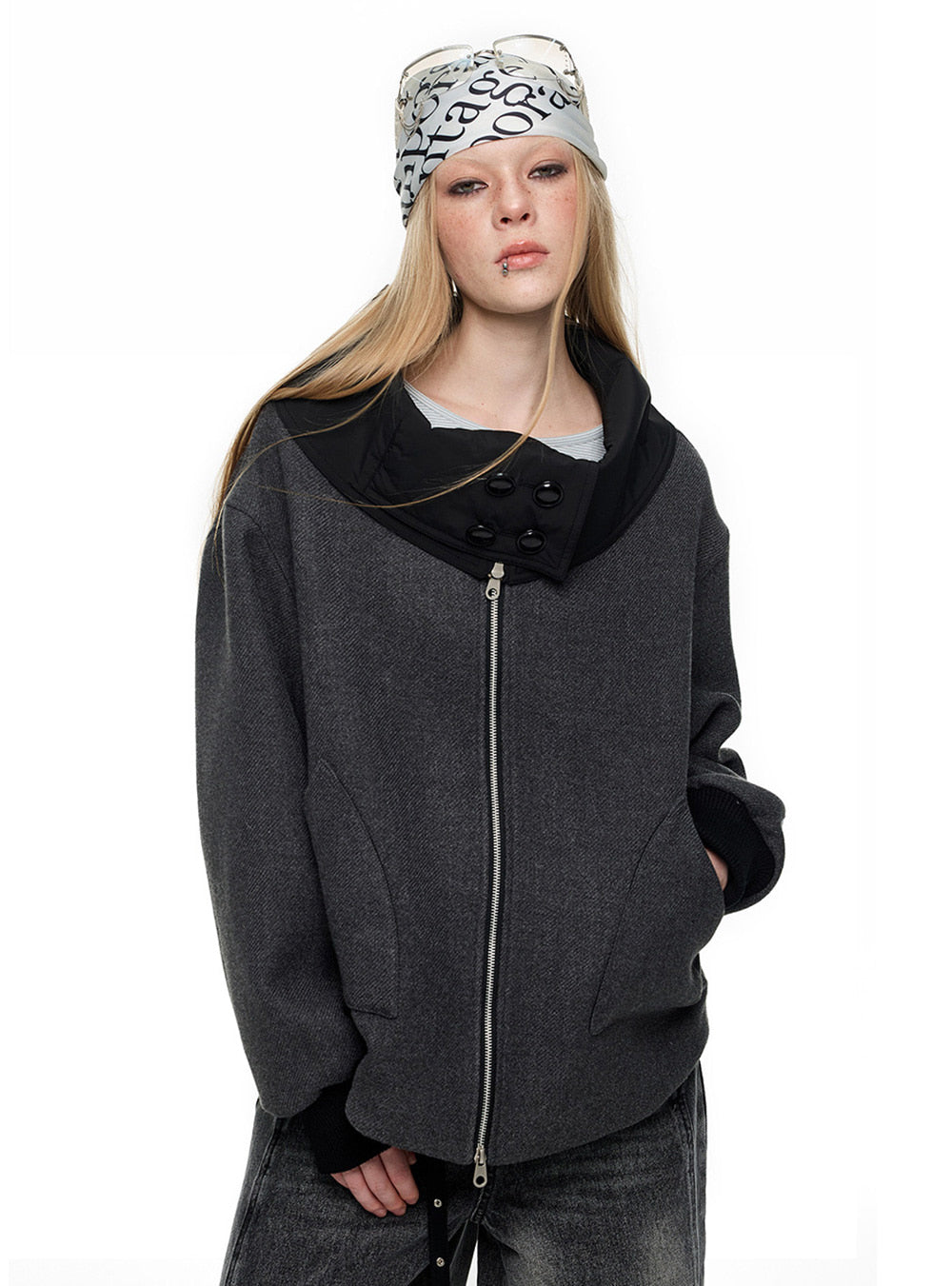 Fold Patchwork Double Zip Jacket