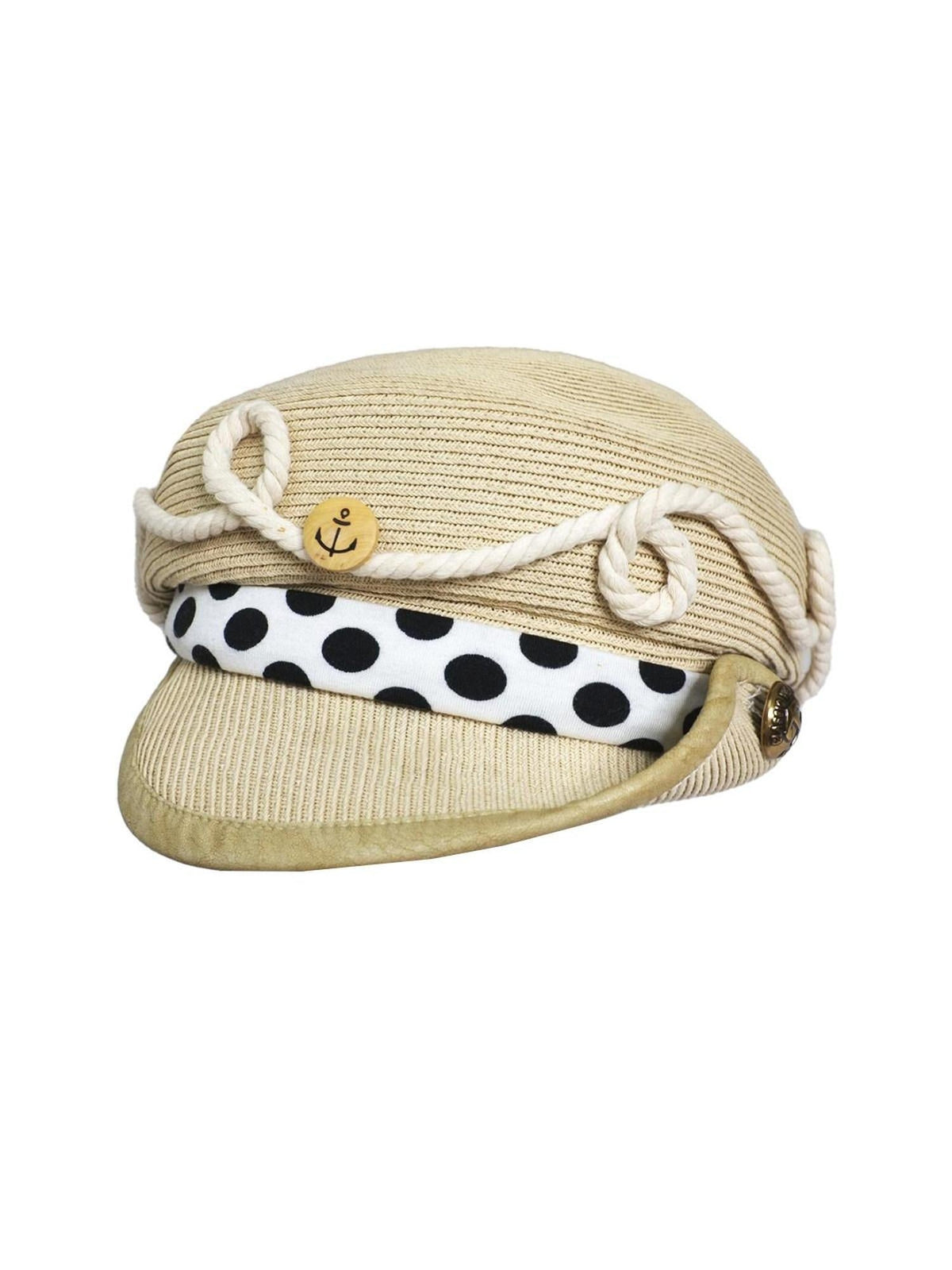 Linen Polka Dot Casual Fisherman Unisex Travel L Size 58 60Cm Beanies
