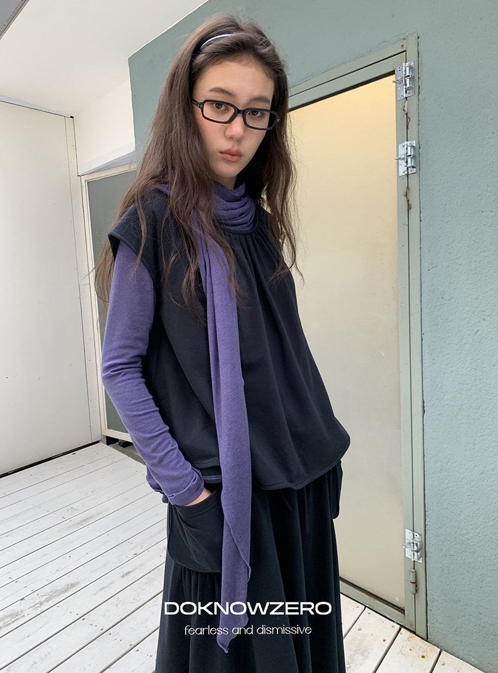 Scarf Layered Sleeve Top