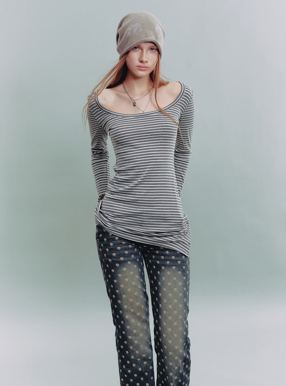 Scoop Neck Button Long Sleeve Top (2color)