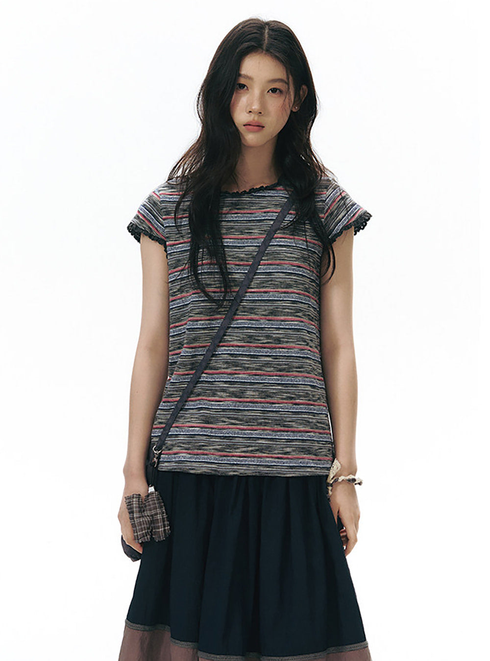 Stripe Lace Edge Top (2color)