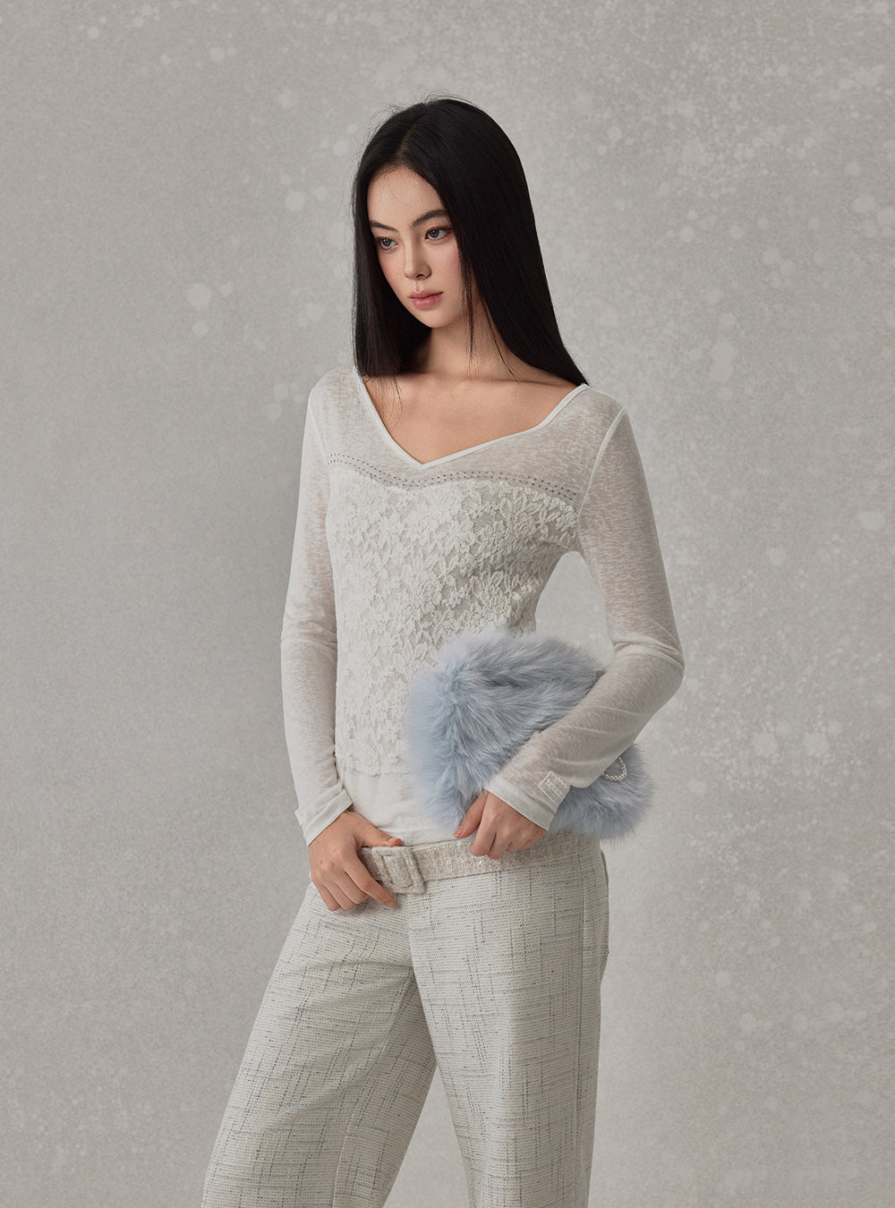 Lace Overlay V-Neck Layer Top