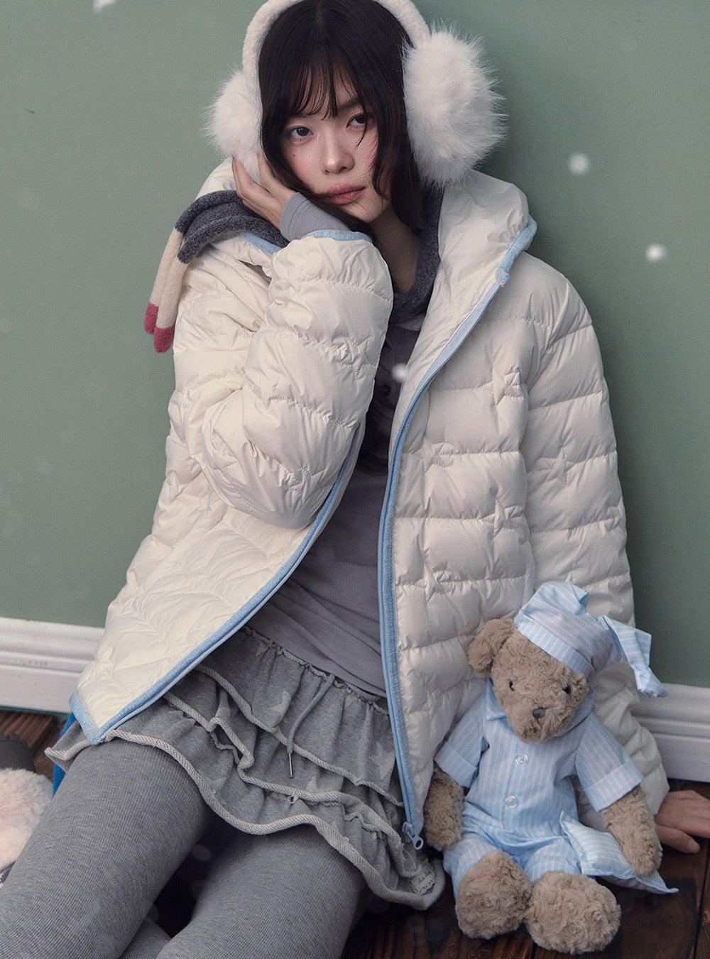 Star Hooded Light Down Jacket (2color)