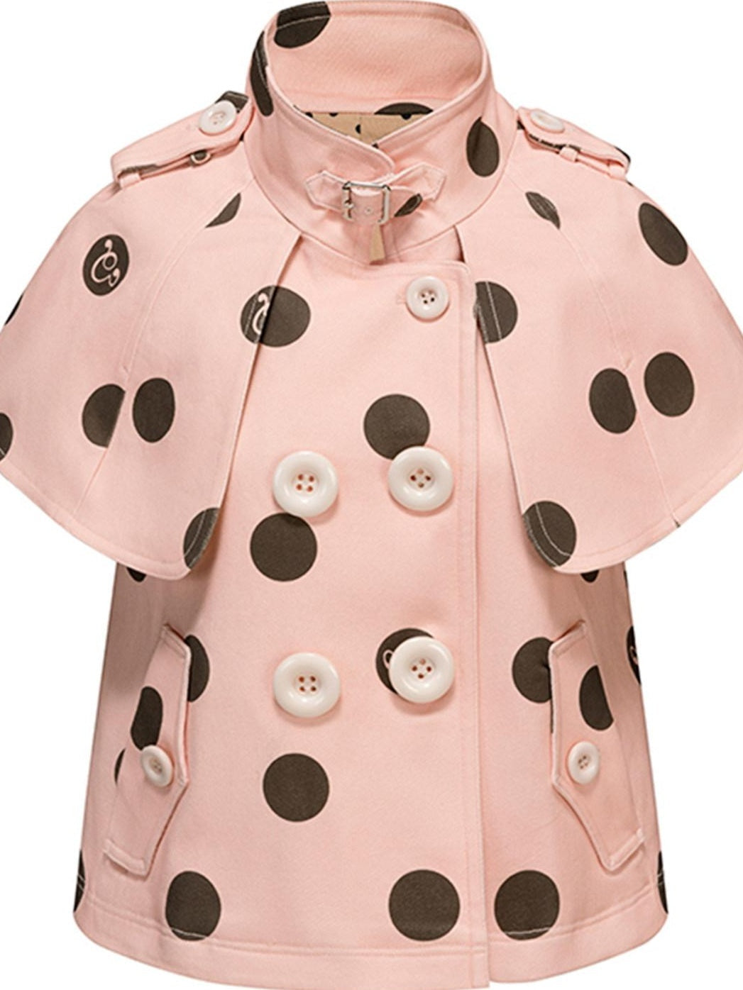Windproof Cotton Stretch Cute Cropped Doublebreasted Unisex Polka Dot Blouses