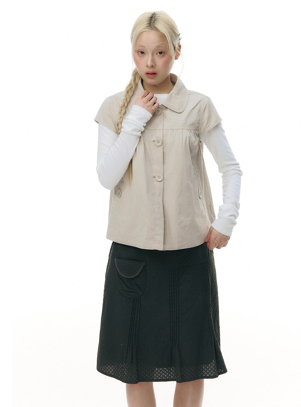 Petal Gather A-Line Shirt (2color)