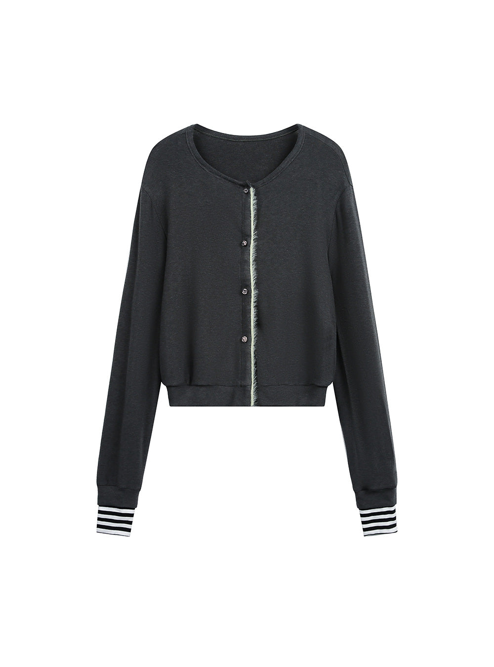 Contrast Trim Knit Cardigan Sweater