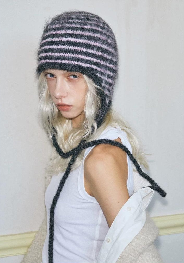 TRIA SELECT | KNITTED STRIPE EAR PROTECTION CAP【ID:TN00089】