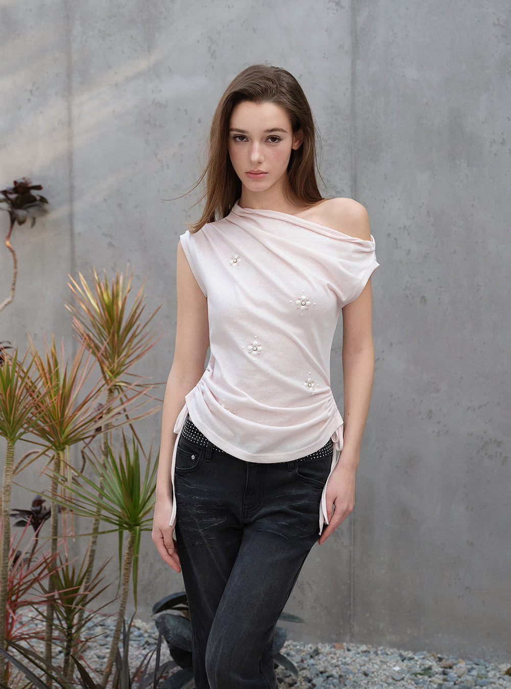 Blush Pearl Drape Top