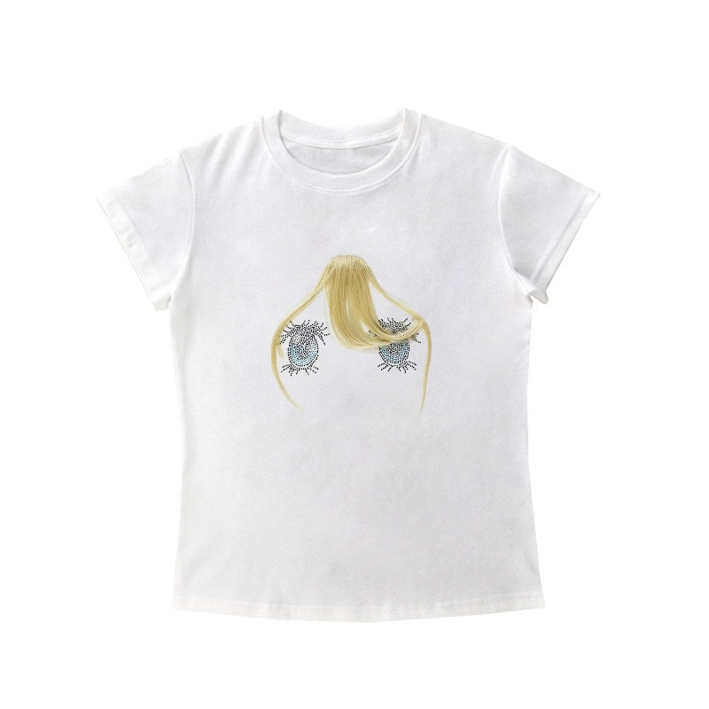 Soft Breathable Cotton Slim Embroidered Office Unisex Cross Print Basic Crop Tops