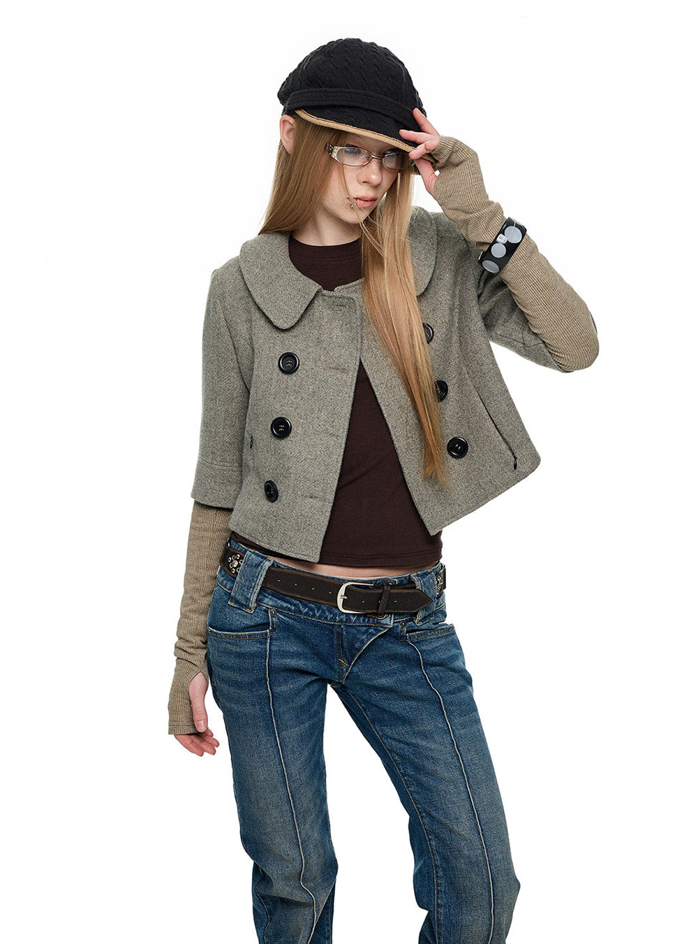 Peter Pan Double Breasted Jacket (2color)
