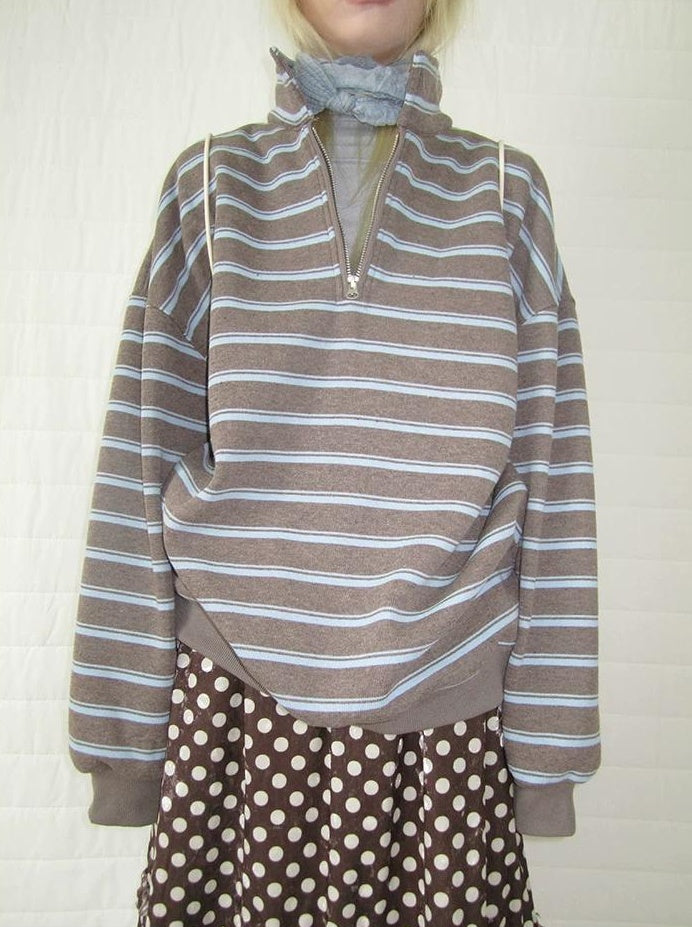 3months | RETRO STRIPED BOA SWEATER【ID:TN00065】