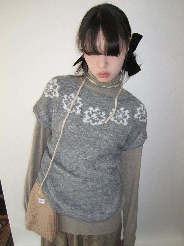 3months | VINTAGE GRAY KNIT SWEATER【ID:TN00044】