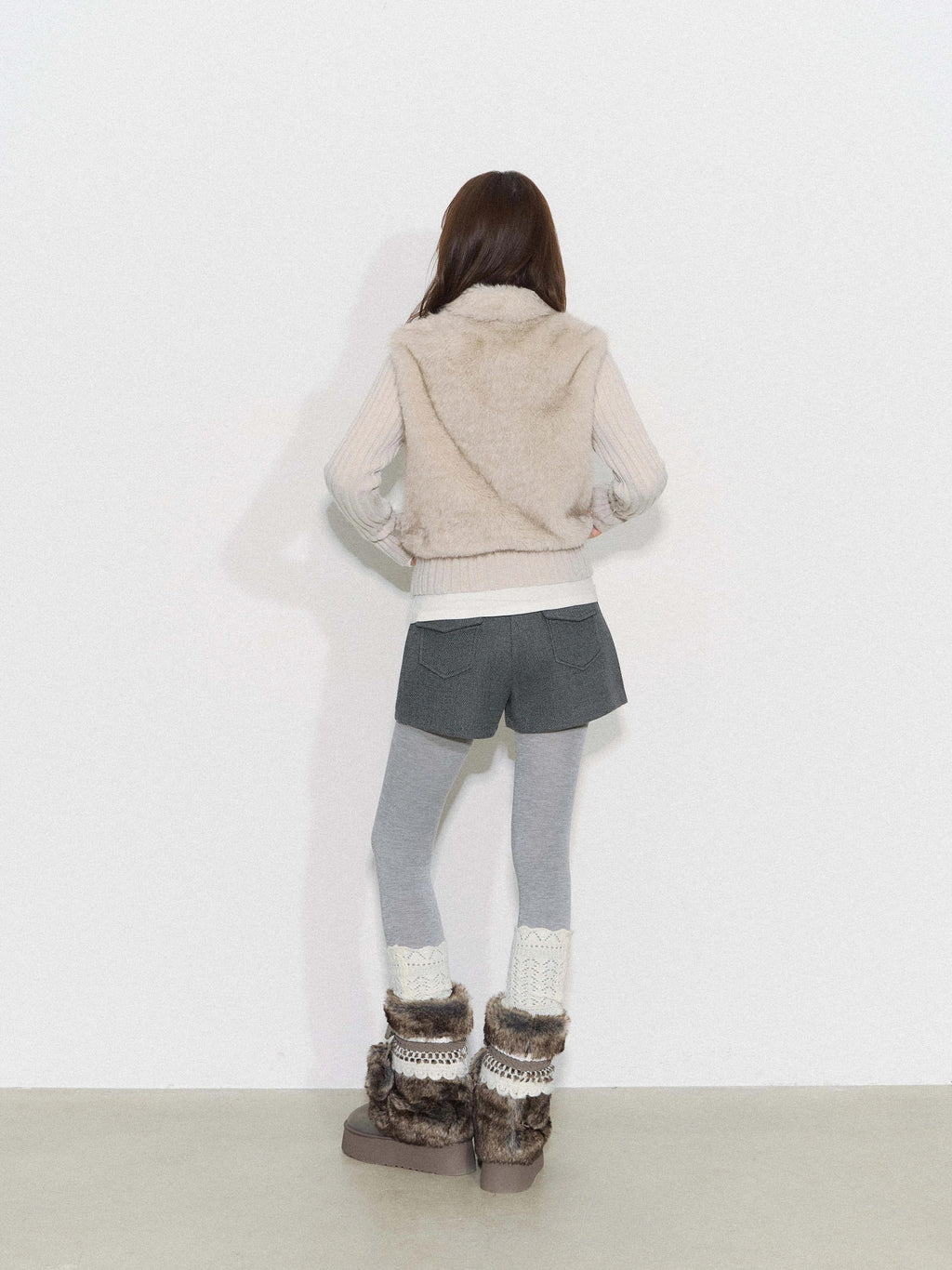 THELIGHT | FURRY SPLICED SHORT COAT【ID:TN00095】
