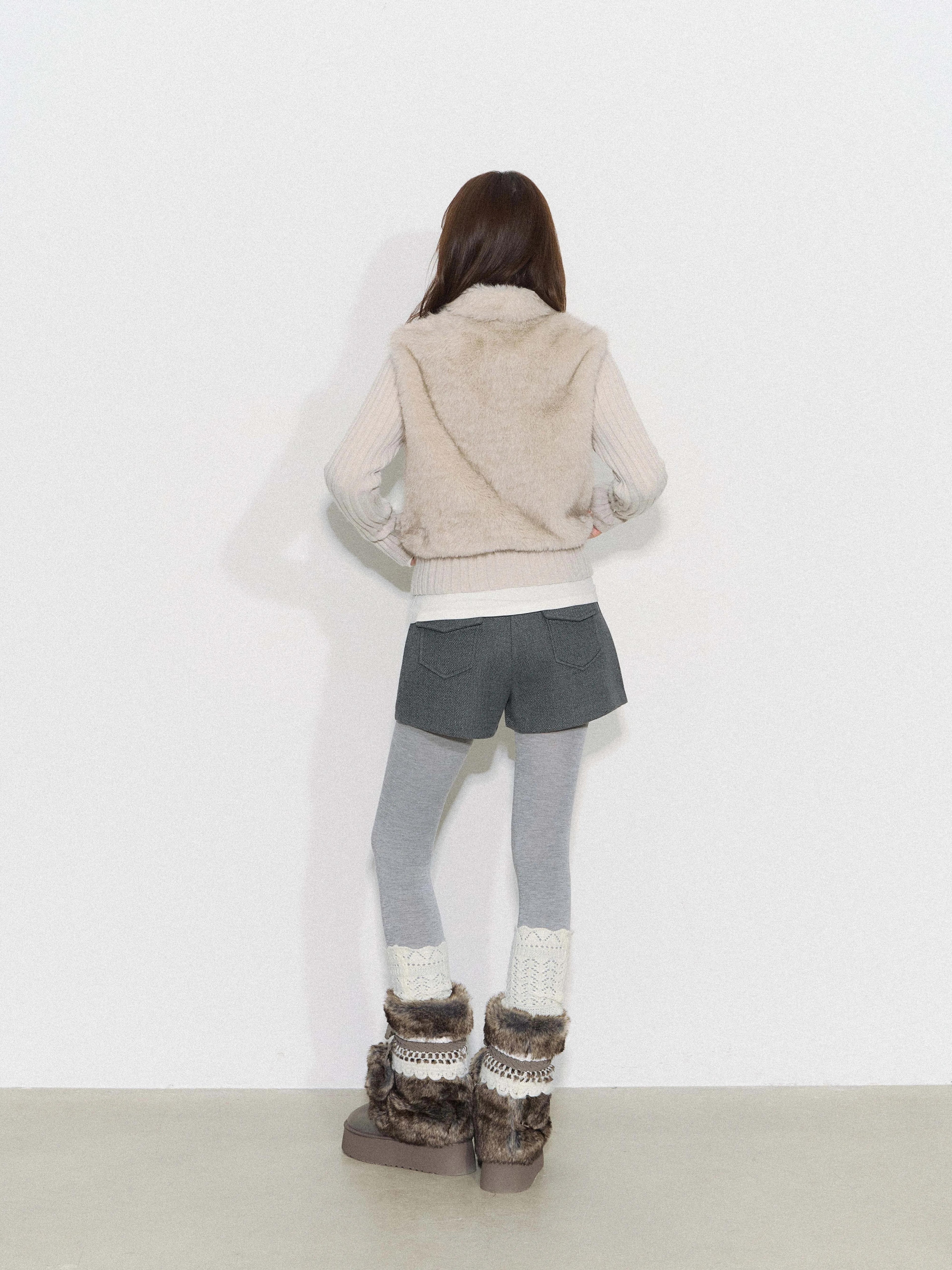 THELIGHT | FURRY SPLICED SHORT COAT【ID:TN00095】