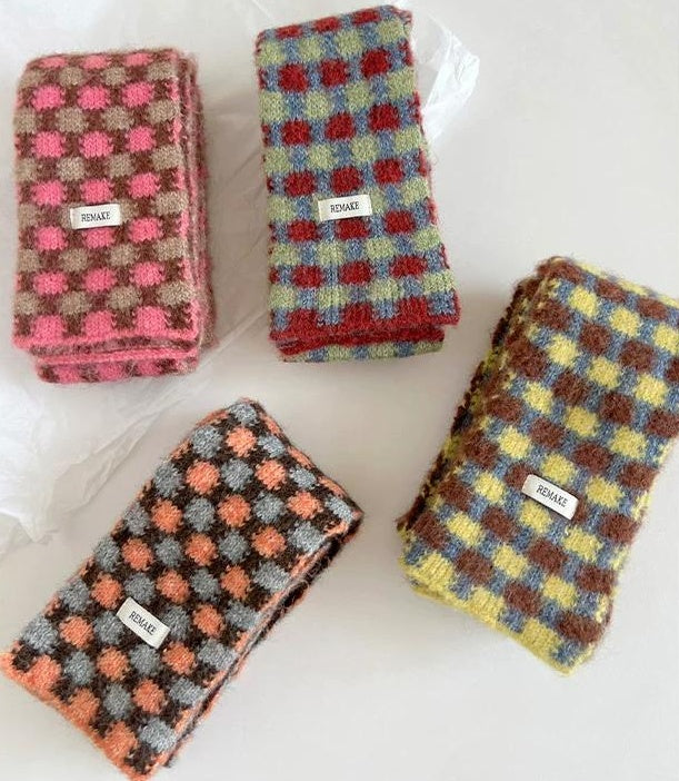 TRIA SELECT | PLAID COLOR BLOCK SCARF【ID:TN00080】