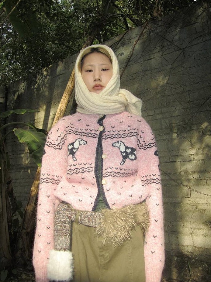 3months | SWEET JACQUARD HIGH NECK CARDIGAN【ID:TN00037】