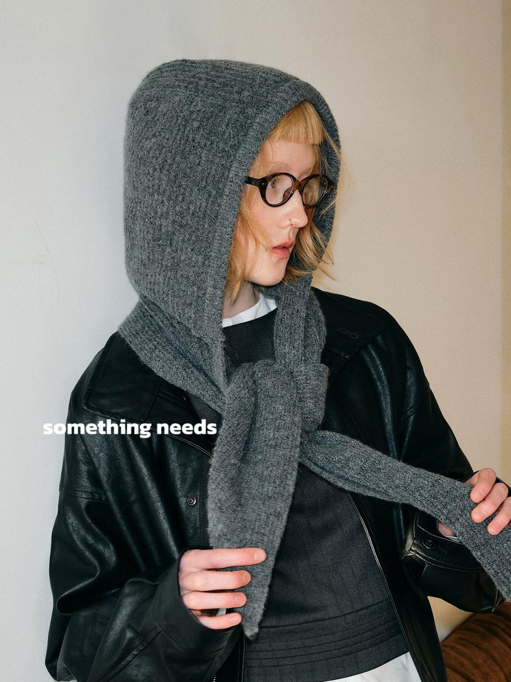 TRIA SELECT | KNITTED HOODED SCARF HAT SET【ID:TN00088】