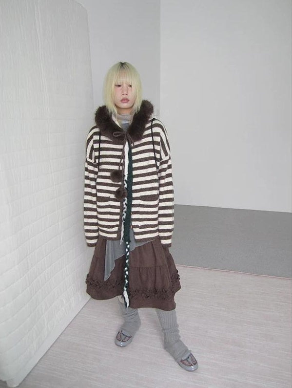 3months |  NICHE STRIPED CARDIGAN SWEATER【ID:TN00016】