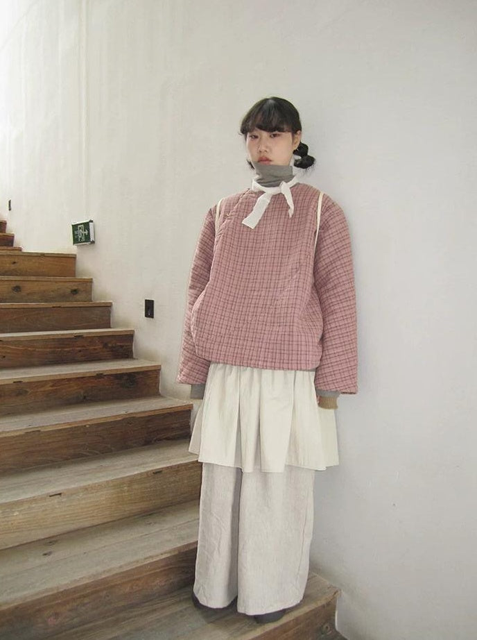 3months | PINK PLAID COTTON JACKET【ID:TN00034】