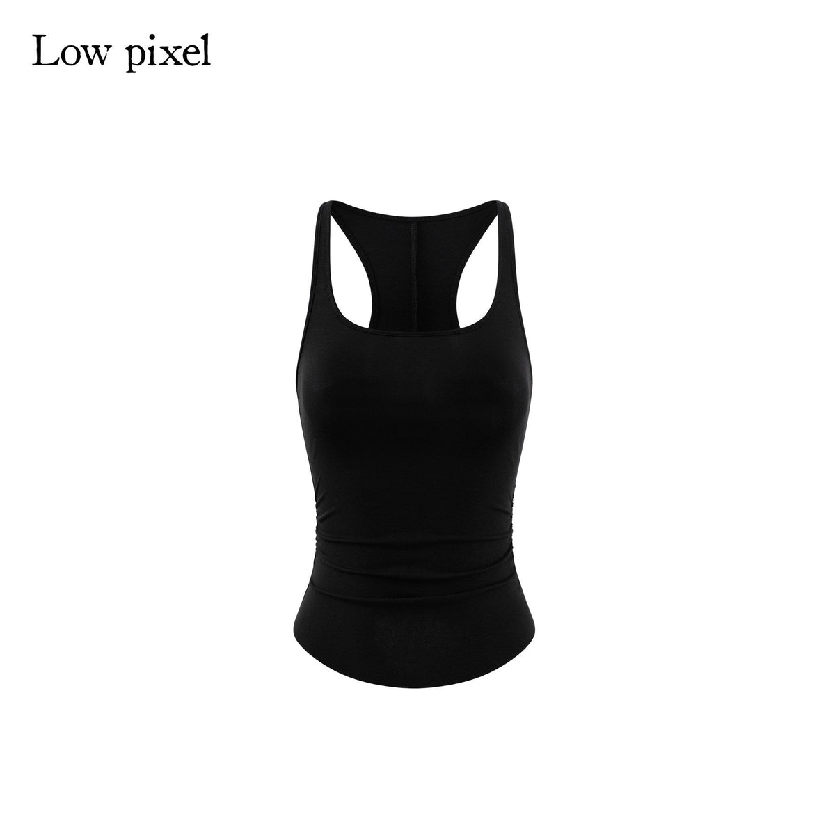 Breathable Lyocell Slim U Neck Street Style Racerback Women Black Tank Tops