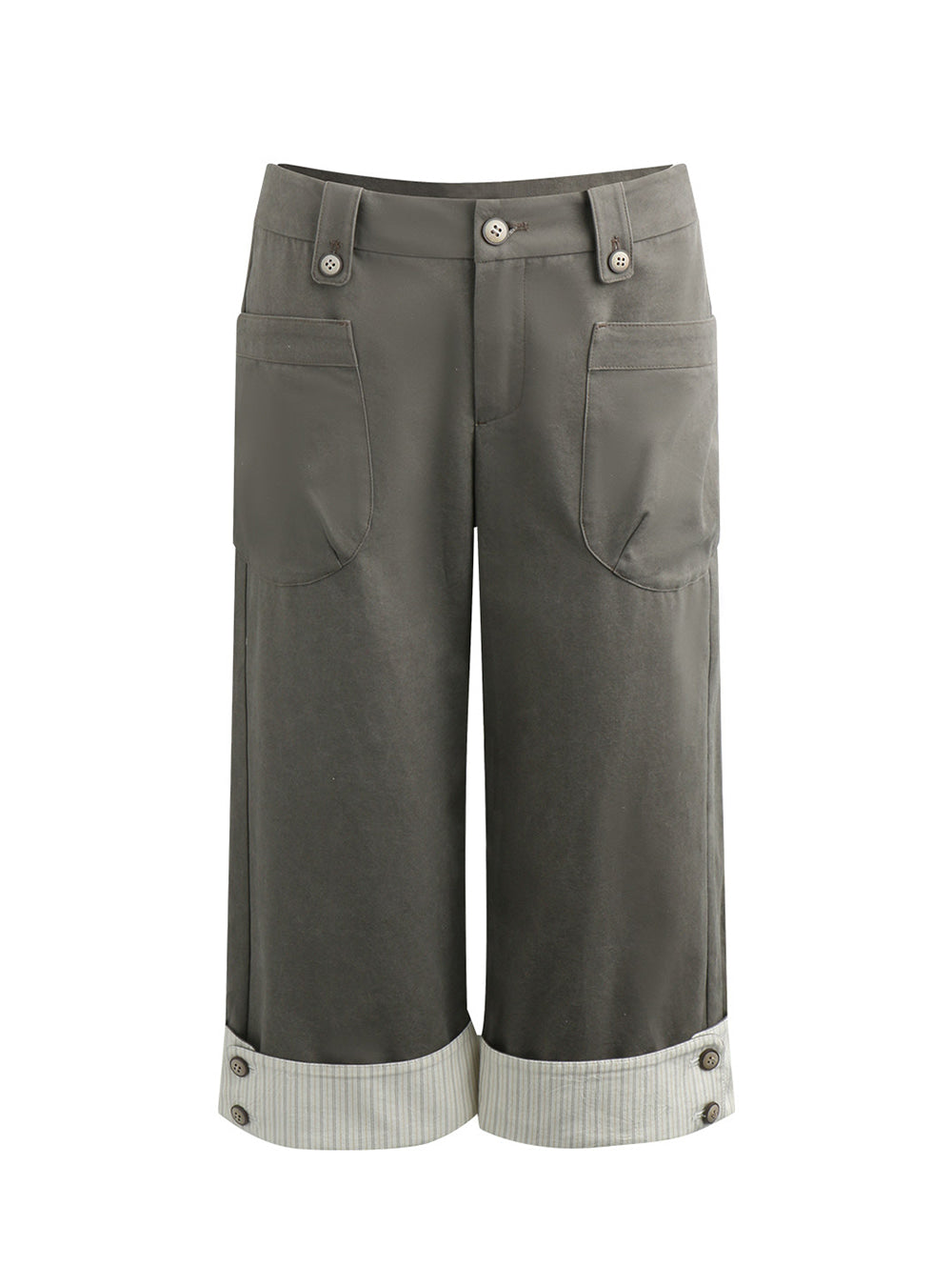 Foldable Hem Pocket Capri Pants