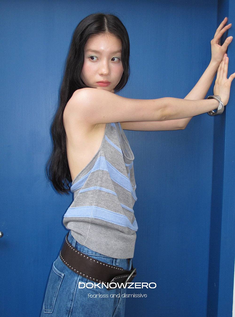 Stripe Halterneck Swing Vest