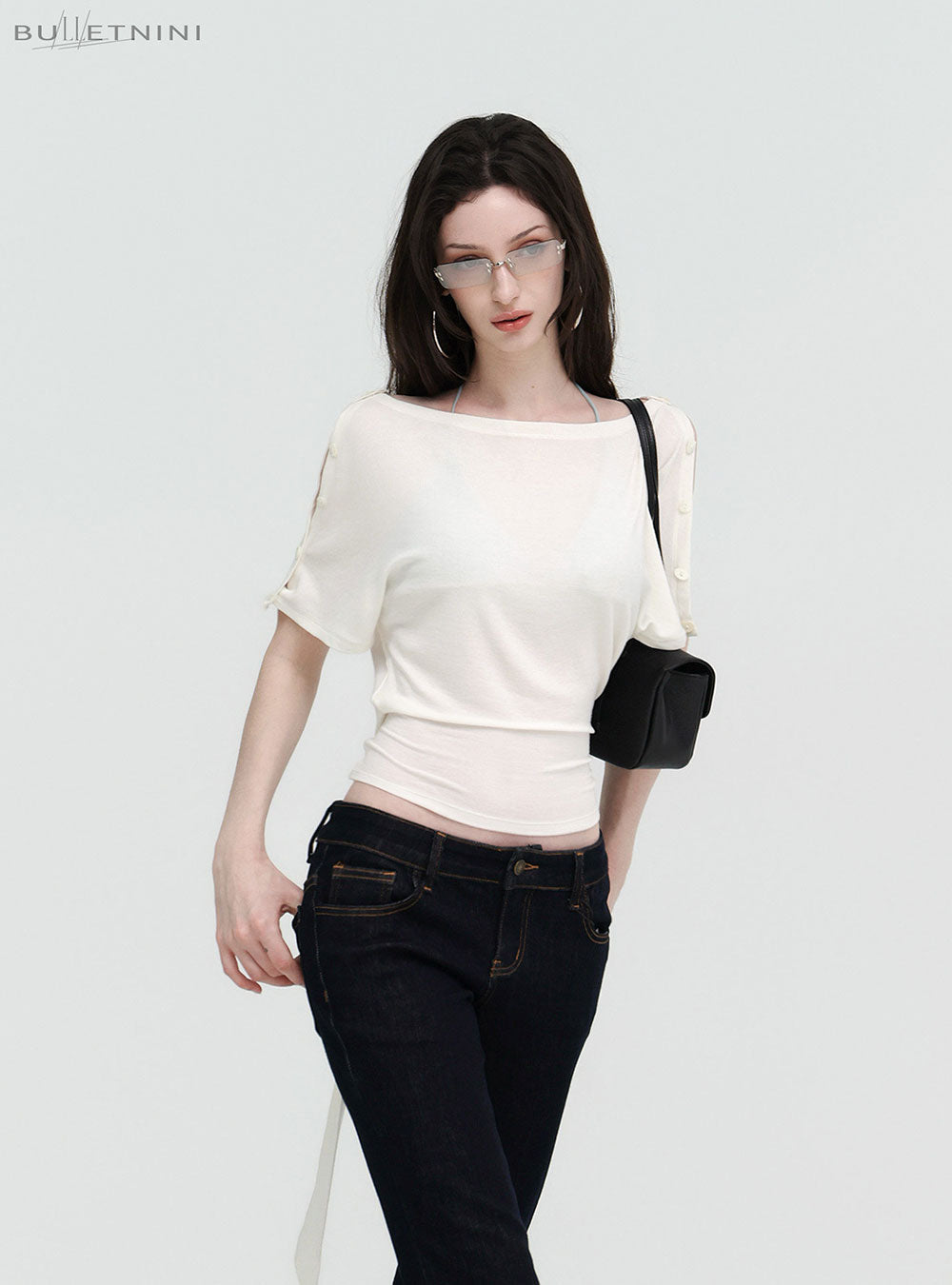 Ivory Back Ribbon Flutter Top