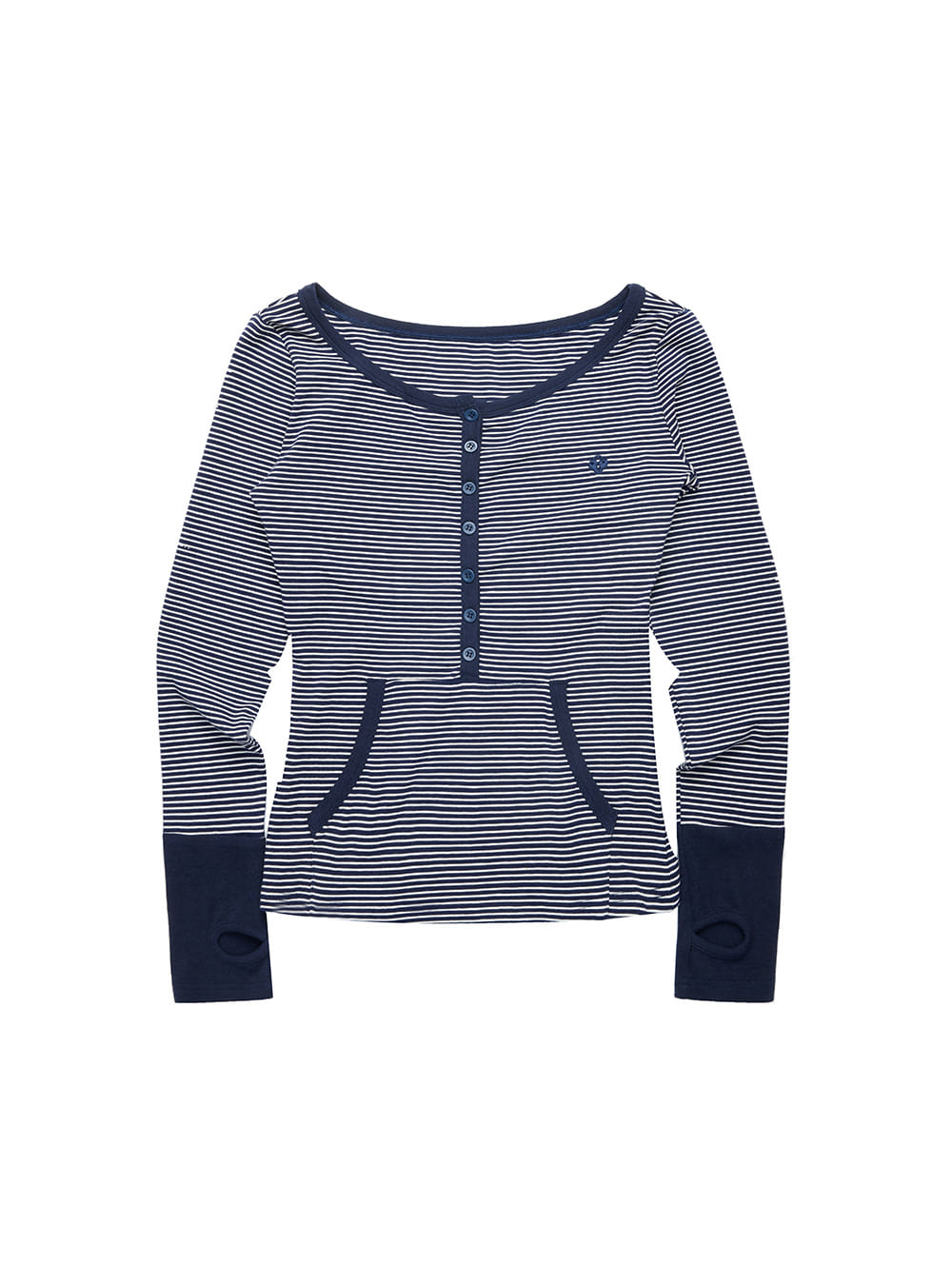 Striped Henley Slim Top (3color)