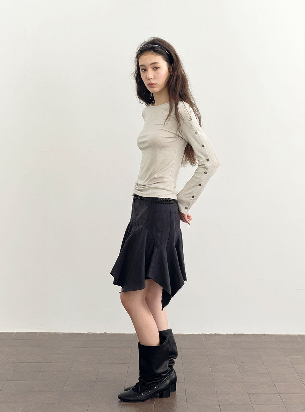 Buttoned Flare Sleeve Top