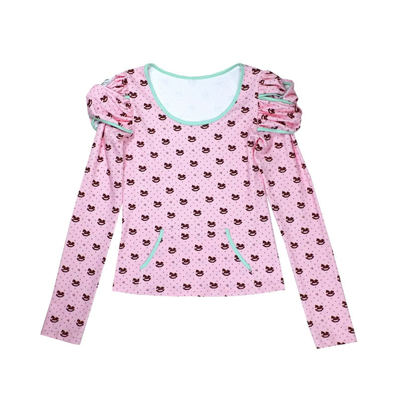 Soft Modal Slim Fit Casual Sculpted Women Striped Bow Long Sleeve T-Shirts
