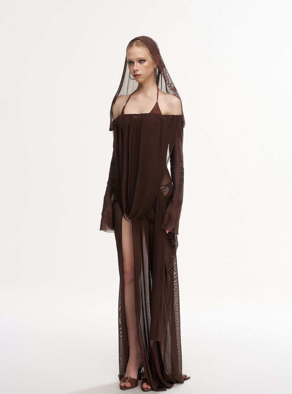 Veil Drape Dress Swim Set (3Piece)