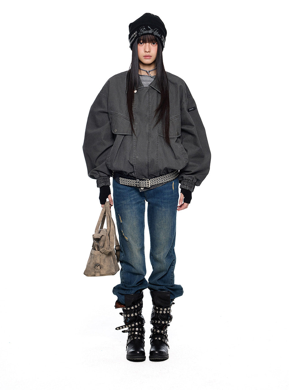 Multi Panel Distressed Flare Denim Pants