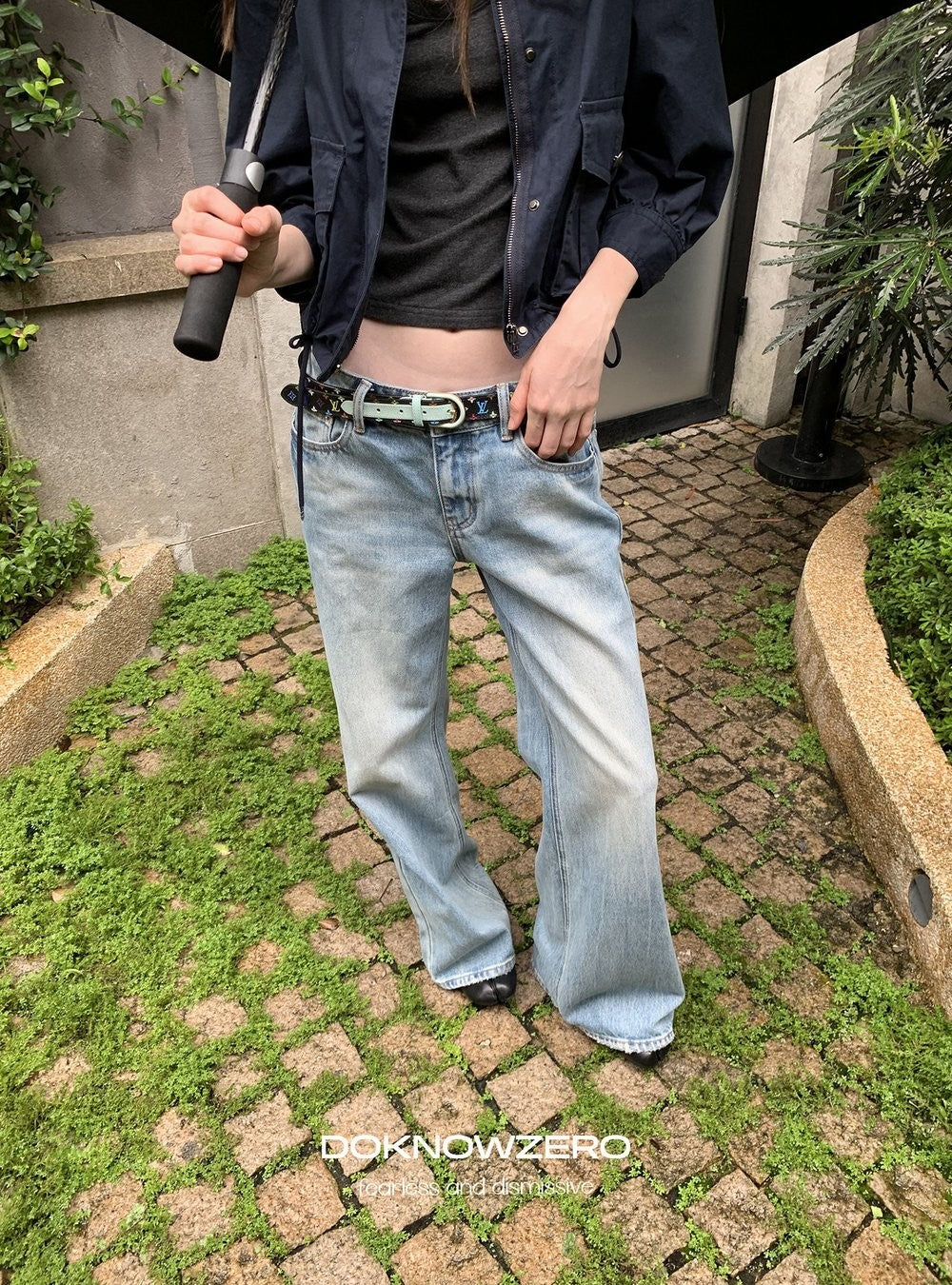 Blue Wash Flare Denim Pants