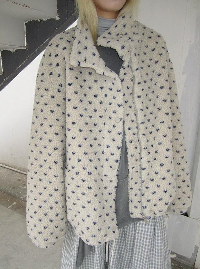 3months | POLKA DOT JACQUARD WOOL COAT【ID:TN00056】