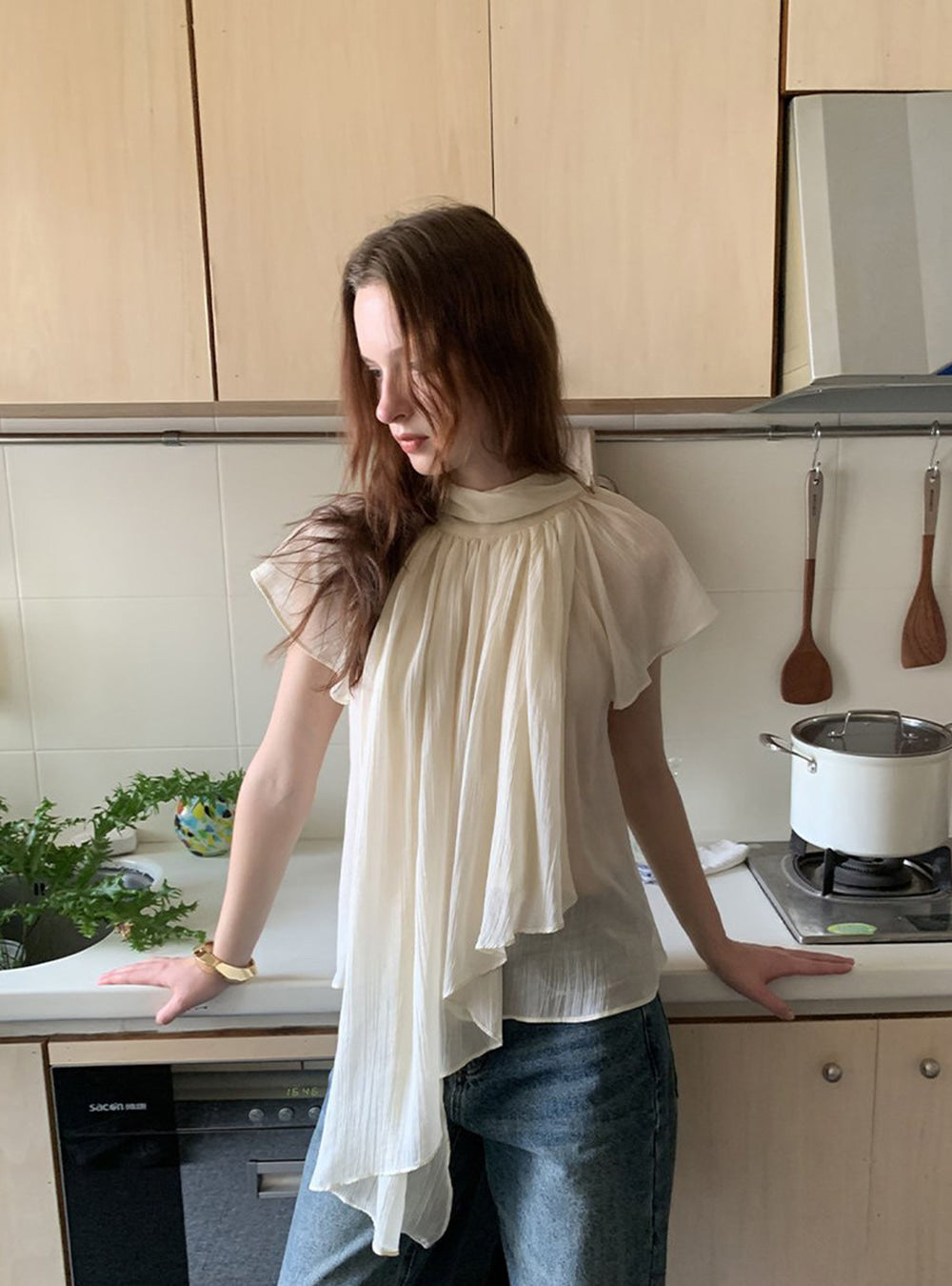 Layered Tie Neck Top