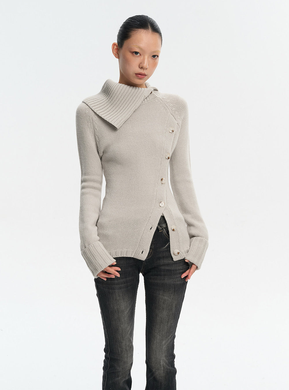 Wool Blend High Neck Knit