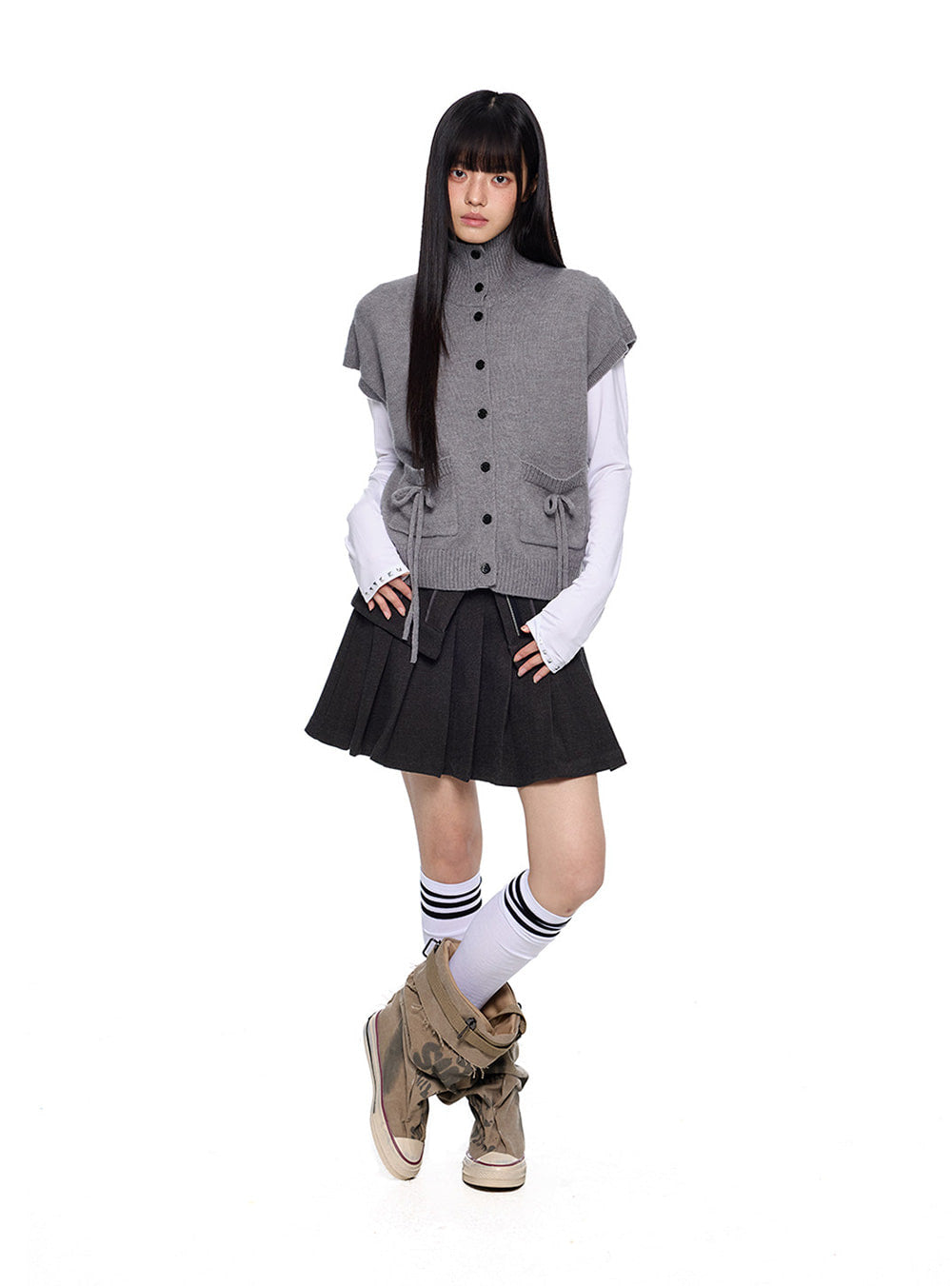 Pocket Wool Blend Knit Vest