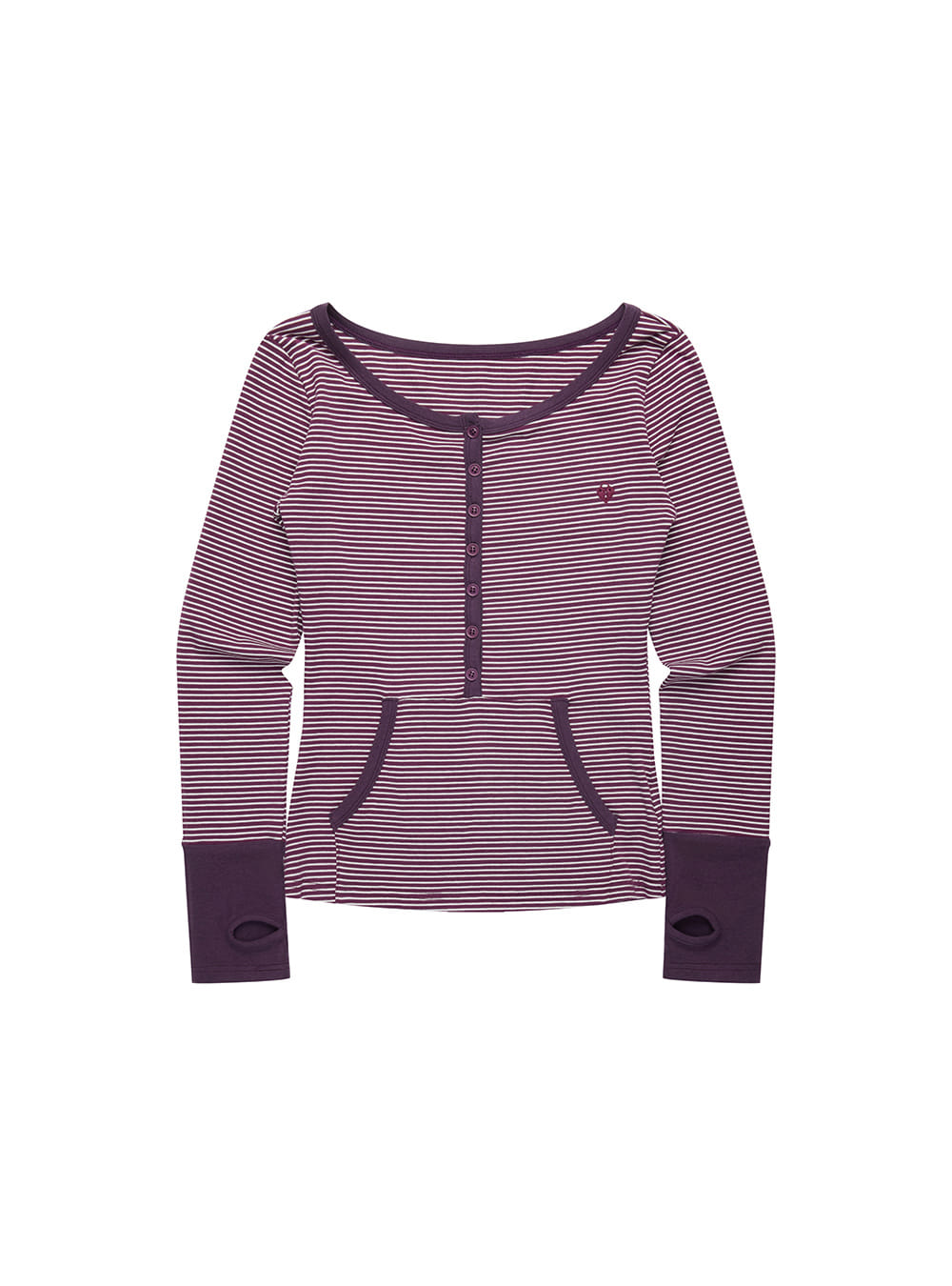 Striped Henley Slim Top (3color)