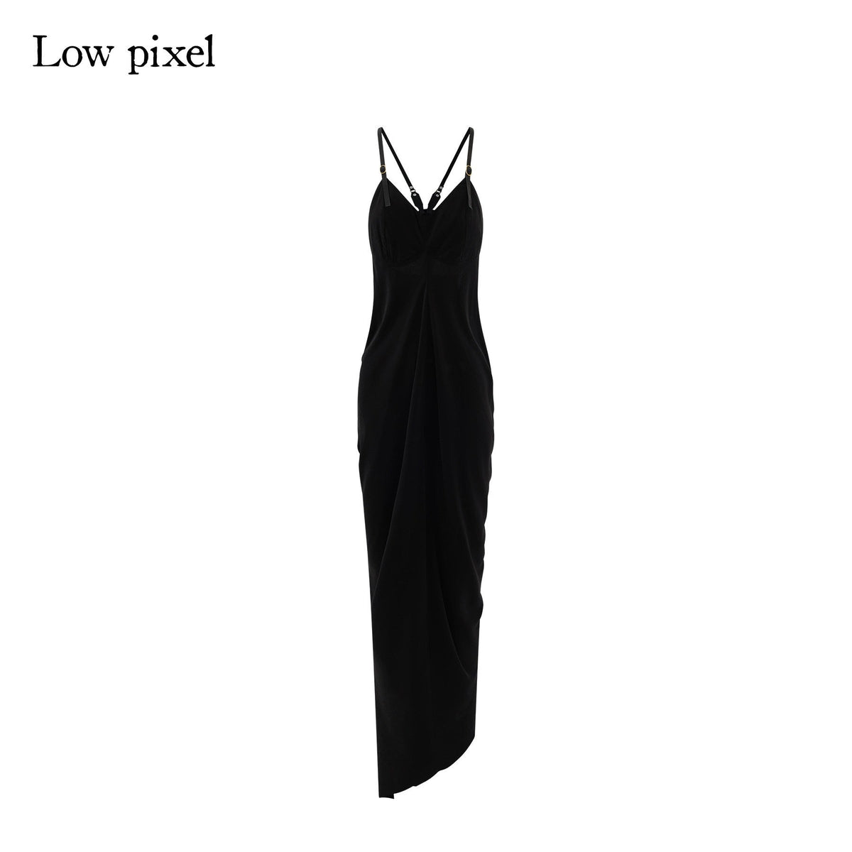 Pure Cupro Slim Fit Dark Gothic Vneck Camisole Women Black Zip Back Maxi Dresses