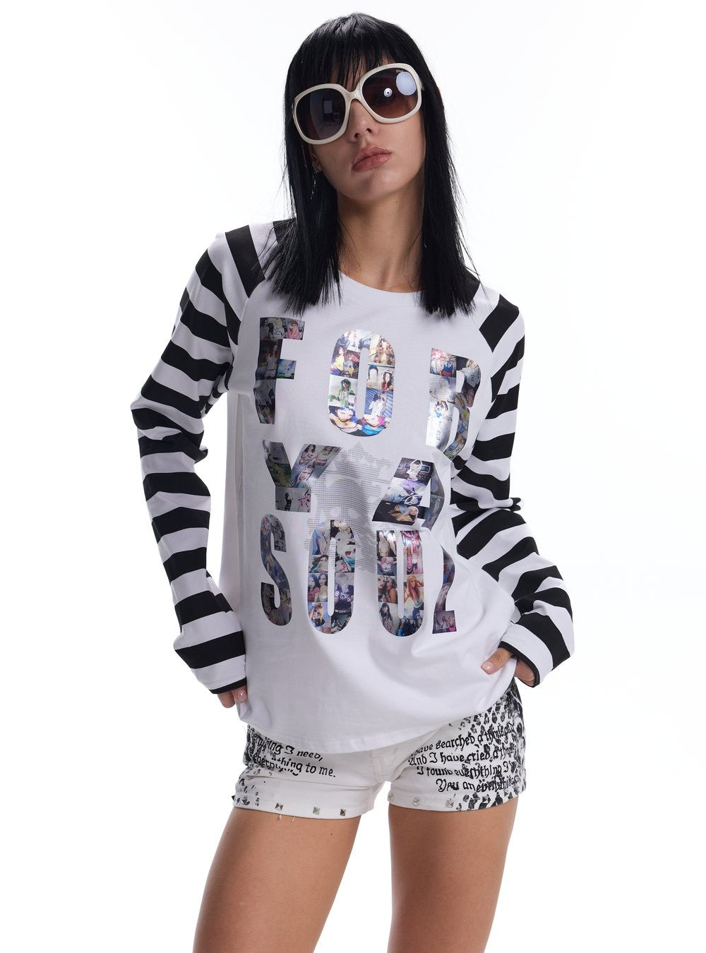 Metal Stripe Raglan Top (2color)